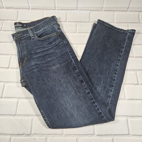 Hollister Jeans Mens 30x32 Blue The Hollister Classic Straight Distressed - Picture 1 of 10